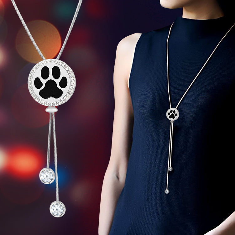 Dog Paw Crystal Slider Aromatherapy Necklace