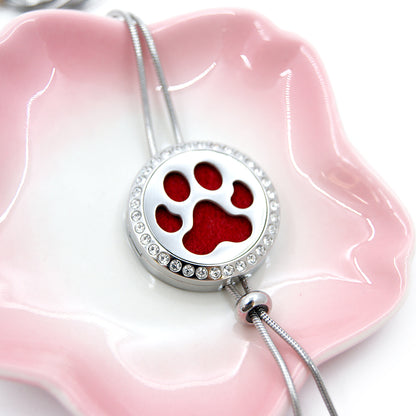 Dog Paw Crystal Slider Aromatherapy Necklace