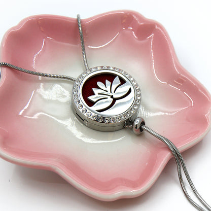 Lotus Crystal Slider Aromatherapy Necklace