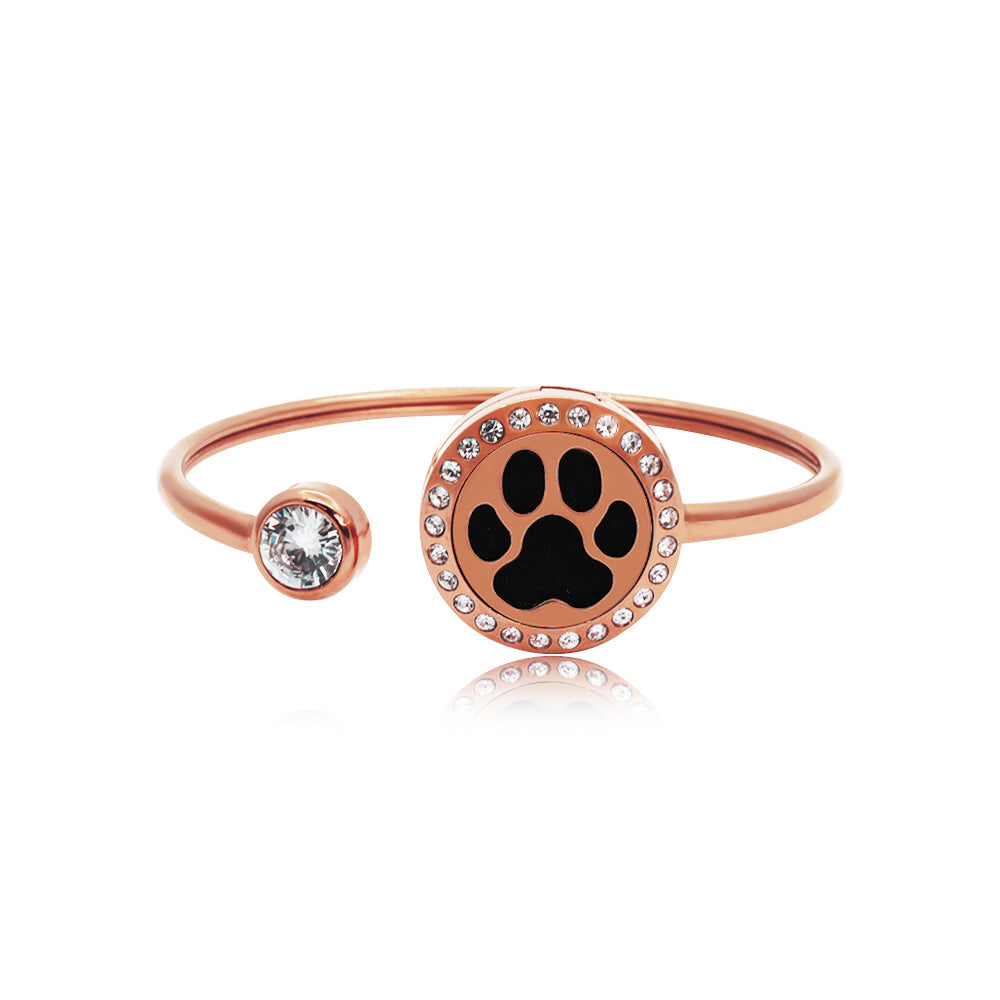 Crystal Dog Paw Aromatherapy Twistable Bangle