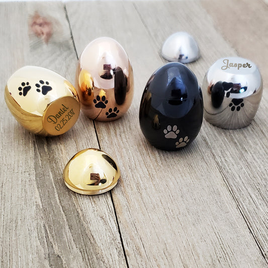 Paw Print Egg Shaped Memorial Mini Urn