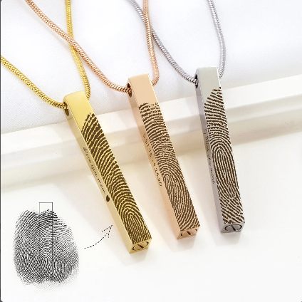 4-Sided Bar Fingerprint Memorial Necklace