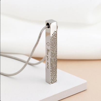 4-Sided Bar Fingerprint Memorial Necklace