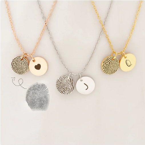 2 Mini Disc Fingerprint Memorial Necklace