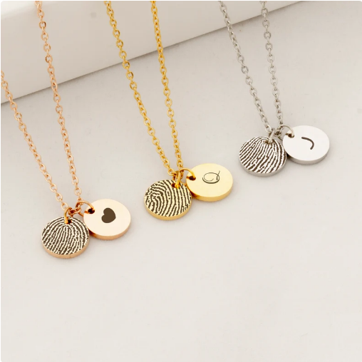 2 Mini Disc Fingerprint Memorial Necklace