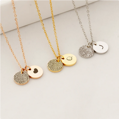 2 Mini Disc Fingerprint Memorial Necklace