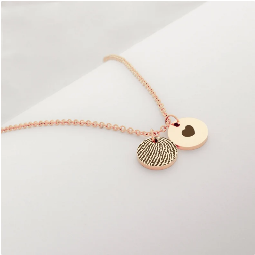 2 Mini Disc Fingerprint Memorial Necklace