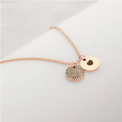 2 Mini Disc Fingerprint Memorial Necklace