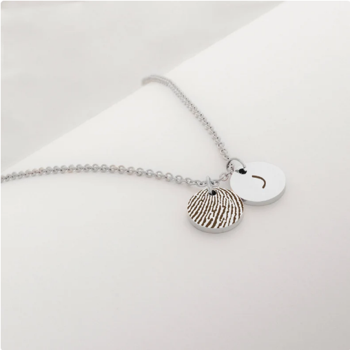 2 Mini Disc Fingerprint Memorial Necklace