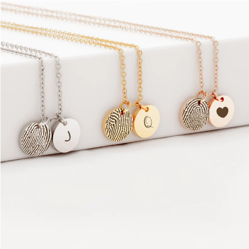 2 Mini Disc Fingerprint Memorial Necklace