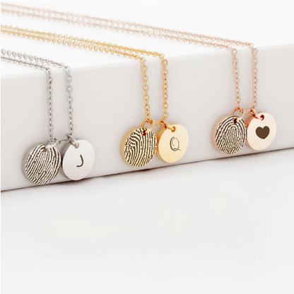 2 Mini Disc Fingerprint Memorial Necklace