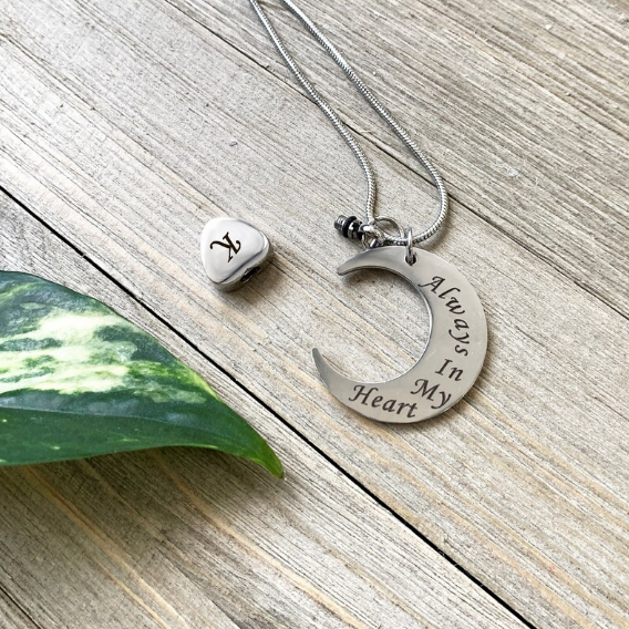 Always in my Heart Moon Memorial Necklace