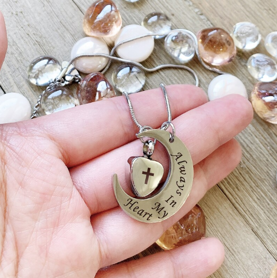 Always in my Heart Moon Memorial Necklace