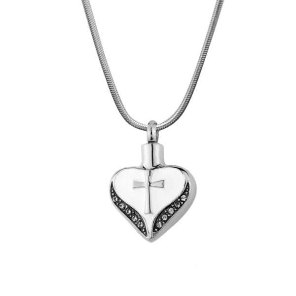 Cross on Heart Memorial Necklace